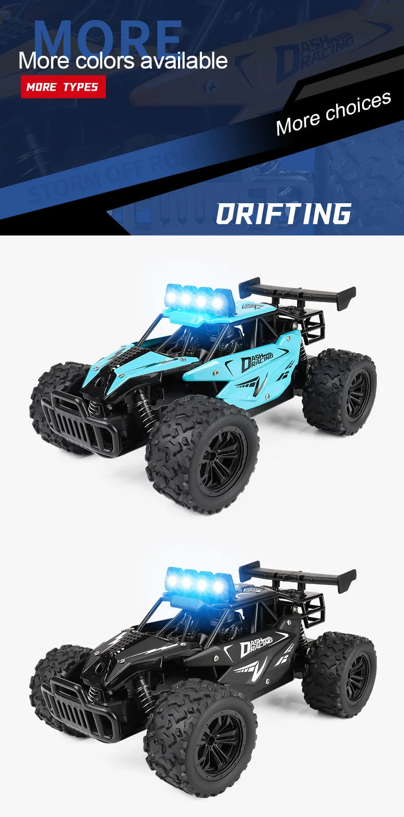 Remote Control Car RC Drift Racing 1:16 Vehicle Off Road Alloy 2.4G Radio High-Speed Trucks With LED Light Climbing Gift Kid Toy.