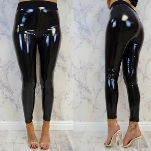 New Bright  Pu Pants Women Black Slim Leather Pants Sexy Hip Liftting Yoga Fitness Leggings Running Casual Fashion Pu Pants.
