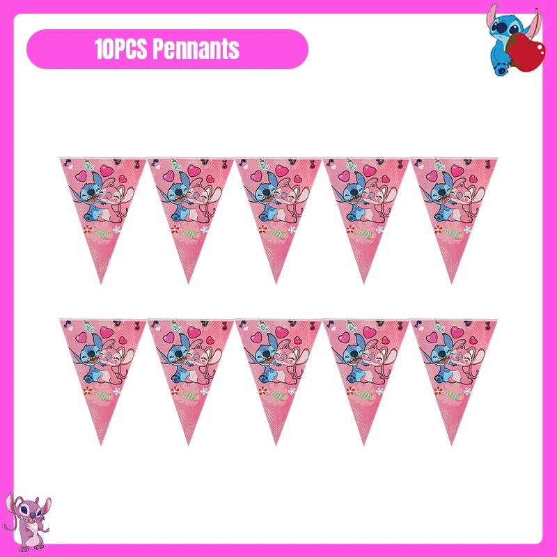 Disney Lilo und Stitch Party Dekoration Geschirr rosa Stitch alles Gute zum Geburtstag Party Thema liefert Ballon Hintergrund Tasse Teller