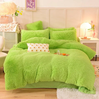 3/4PCS Luxurious Plush Duvet Cover Set – Cozy & Soft Bedding, Perfect for Bedroom Comfort, Ideal for Guest Rooms and Dorm Aesth