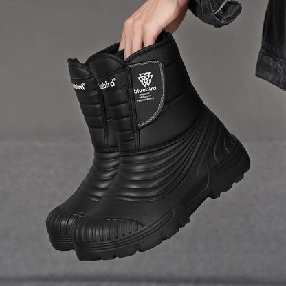 Men's Snow Boots Outdoor Comfortable Fleece-lined Warm Men's Outdoor Hiking Men's Shoes for Men Boots With Short Plush Men Boots.