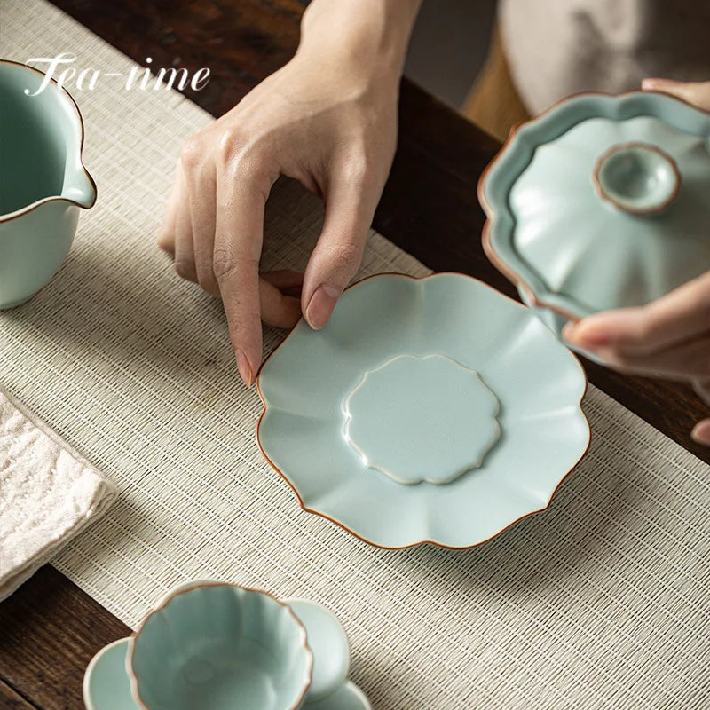 155ml Imitation Song Dynasty Azure Ru Kiln Gaiwan Porcelain Bowl Tea Bowl Tea Tureen Tea Brewing Cover Bowl Chinese Tea Set Gift.