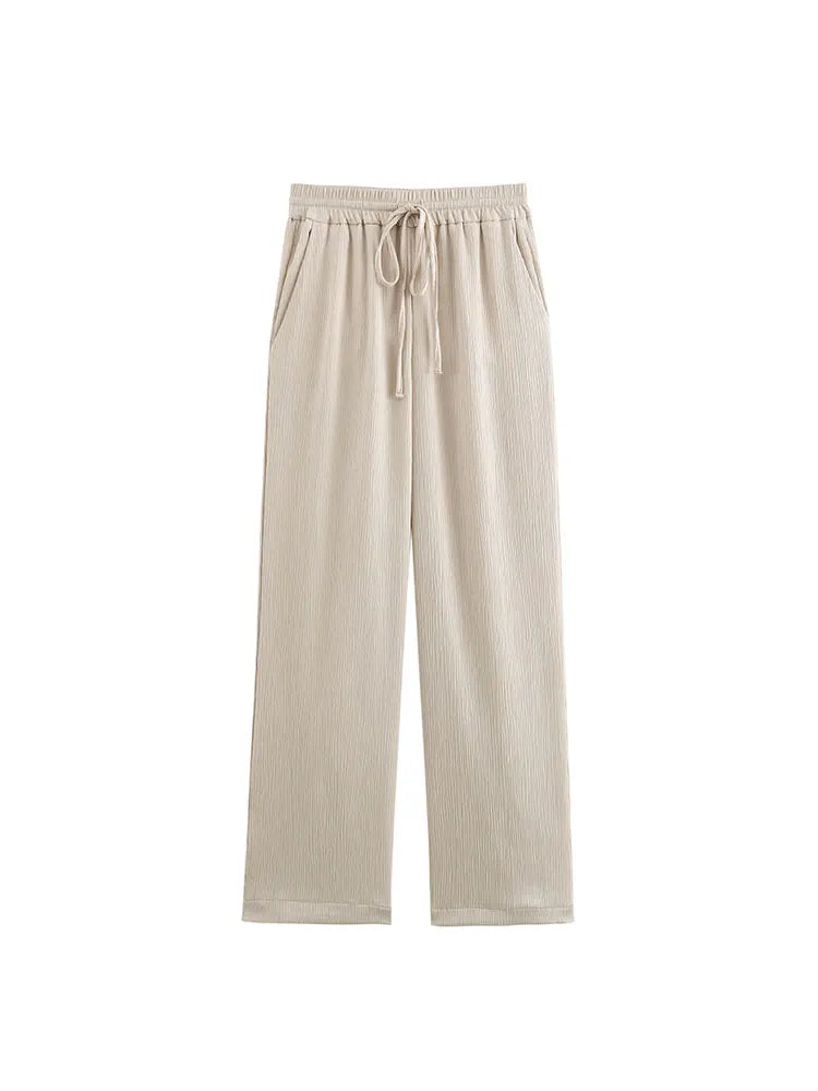 2024 Autumn Women Casual Blazer Coat Pants Set Long Sleeve Double Breasted Blazer + Wide Leg Trousers Lady Office Outfit.