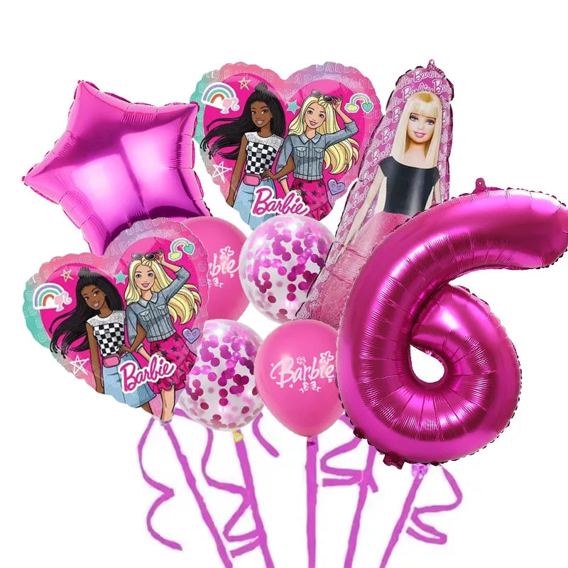 9 Stück Barbie Geburtstag Party Dekor Barbie Aluminiumfolie Ballon 32 Zoll Pink Zahlenballon Mädchen Pink Party Dekor Supplie.