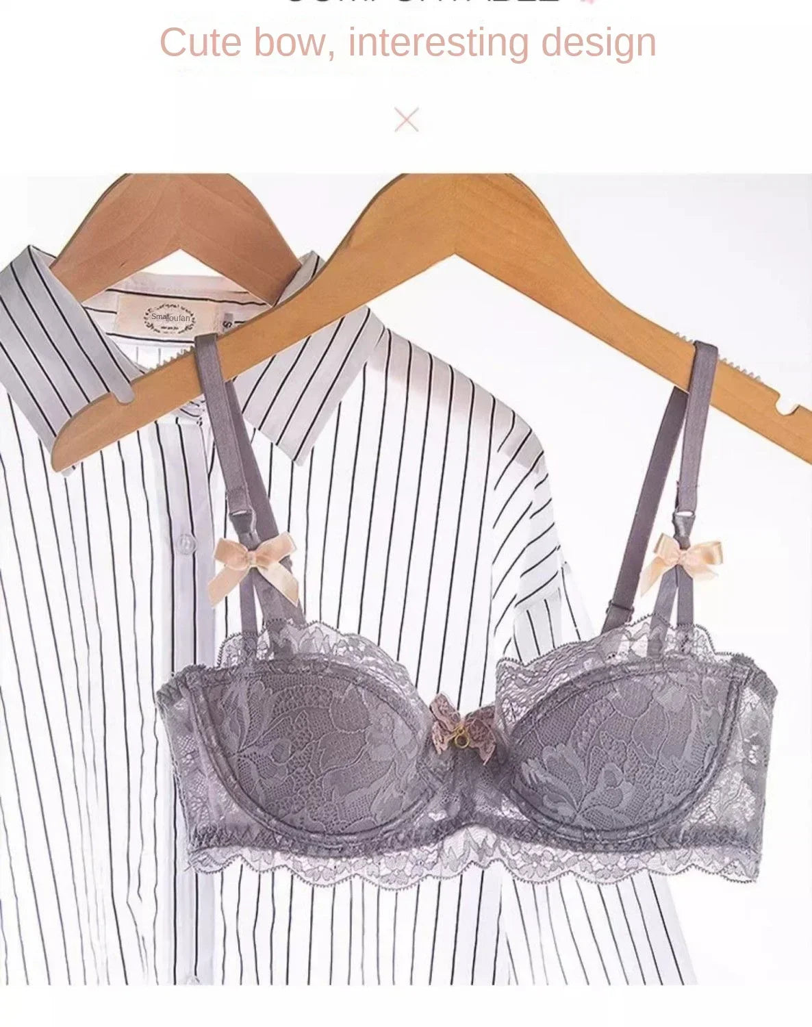 BANERDANI Light Luxury French Pure Desire Triangle Cup Breathable New Spring/summer Breathable Sexy Lace Not Empty Cup Bra Cover.