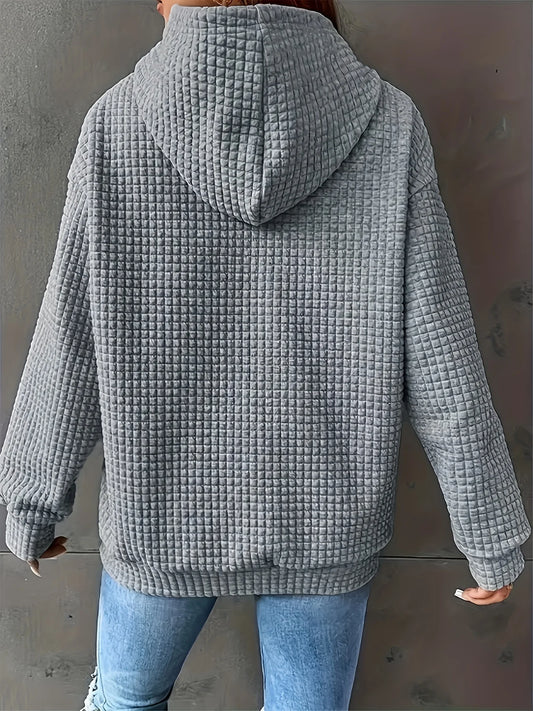 Plus Size Damenbekleidung, Waffelstrick-Oberteile für Damen, Katzenpfote, Liebesherz, bedruckt, Oversize-Kapuzenpullover für Damen mit Taschen-Sweatshirt.