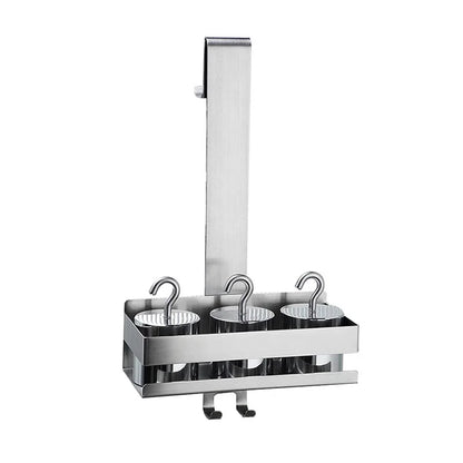 Badezimmer-Tür-Rückseite, hängendes Regal aus Edelstahl über Glastür, Aufbewahrungsregal, Shampoo-Halter, Aufbewahrungstablett für Toilettenartikel mit Haken