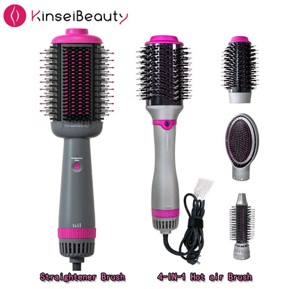 1200W Hair Dryer Hot Air Brush Styler Replaceable Head Straightener Curler Comb Roller One Step Electric Ion Blow Dryer Brush.