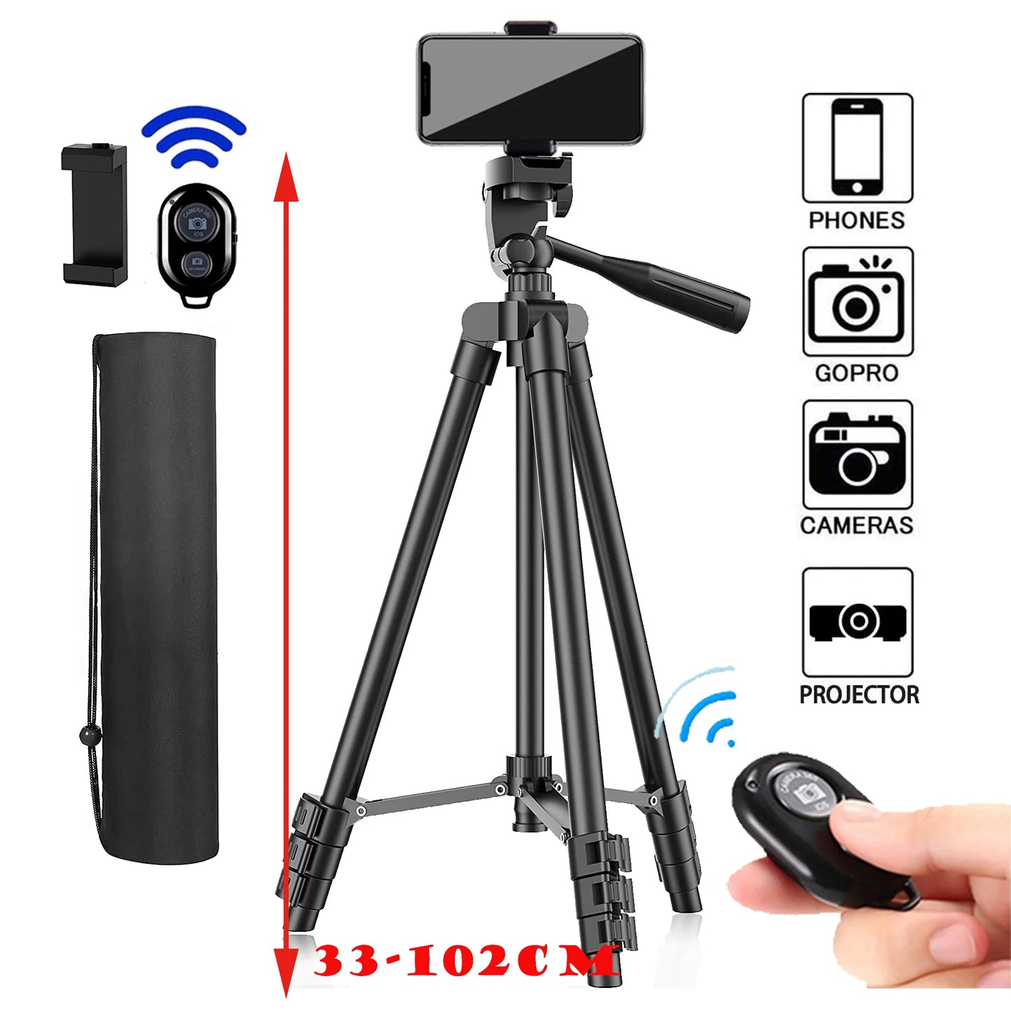 103cm Lightweight Camera Tripod For Mobile Tripod Camera Portable SLR Bluetooth-compatible Desktop Cam Stand Monopod Smartphone.