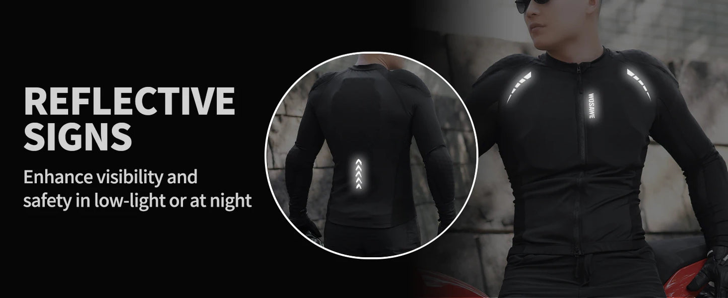 WOSAWE Men's Motorcycle Racing Jacket Off-Road CE Protective Gear Motocross Soft Armor Body Protector Sports Racing Equipment.
