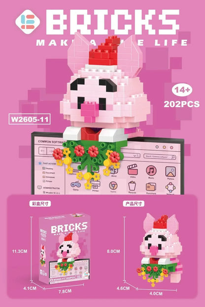 Disney 108 Style Stitch LinaBell Hello Kitty Building Blocks Princess Cartoon Figrues Bricks Children's Assembly Toys Model Gift