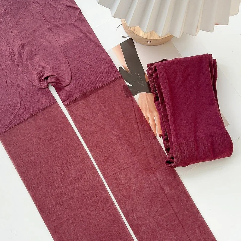 1/2Pcs Wine Red Stocking Tights Women Vintage Sexy Burgundy Thin Thick Super Elastic Anti-Hooker Senior Pantyhose Long Socks