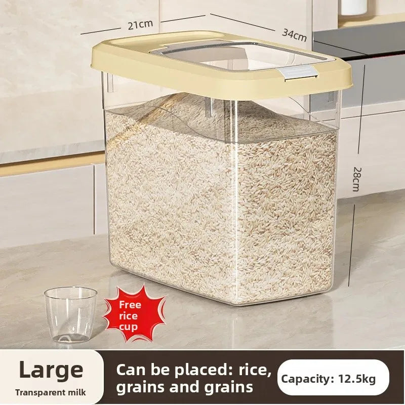 Food Grade Press to Open Seal Moisture Proof Insect Resistant Large Capacity Grain Storage Box Home Use Rice Tub for Grains.