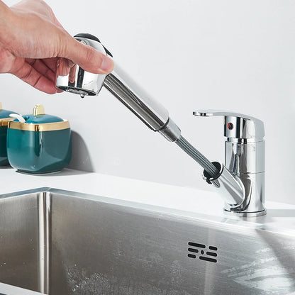 Kitchen Faucets Chrome Deck Mount Bathroom Basin Faucets Single Handle Single Hole Hot and Cold Water