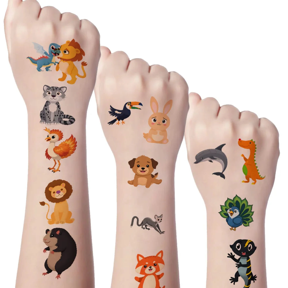 54 stücke Temporäre Tattoo Drachen Cartoon Panda Pfau Wasserdicht langlebige Körper Aufkleber Chamäleon Für Arme Wangen Mädchen.
