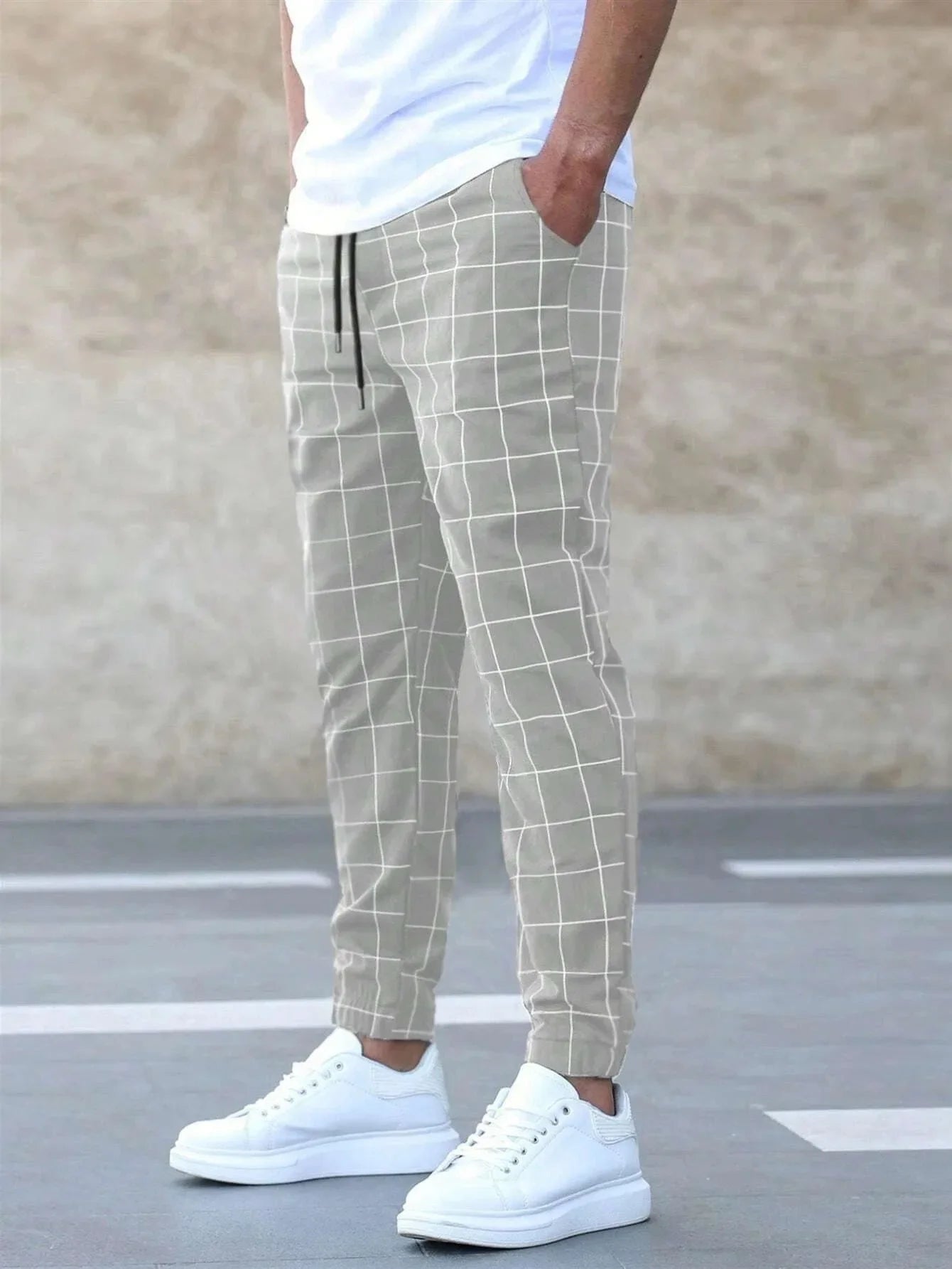 2025 neue Frühling Herbst Casual Hosen männer Plaid Kordelzug Lose Hosen Trend Streetwear Jogginghose Männlichen Business Sport Hosen.