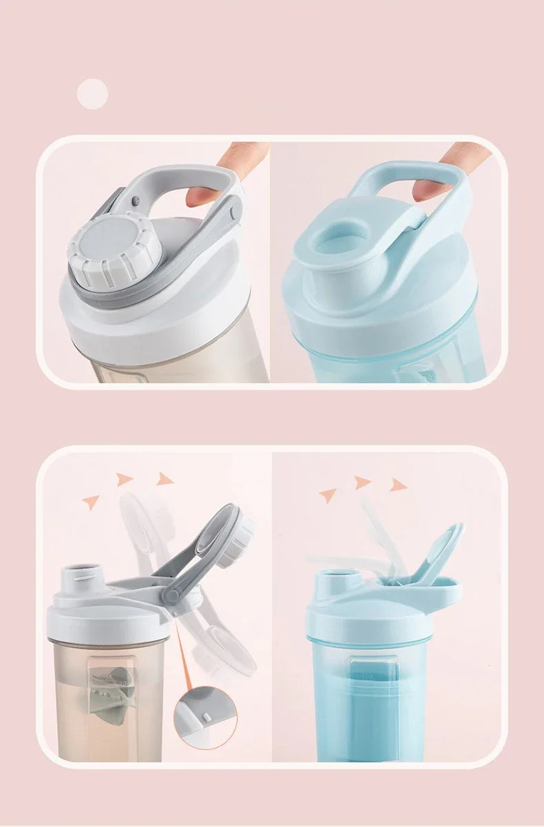 Shake Cup Sports Fitness Water Bottle Milkshake Cup Sports Plastic Water Cup Creative Plastic Drinking Cup Protein Powder Cup.