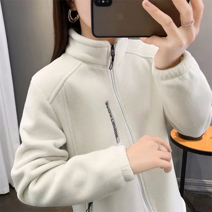 Plus Größe Herbst Winter Polar Fleece Warme Mantel Frauen Sweatshirt Outdoor Sport Casual Zipper Strickjacke Jacke Top Schlank Jugendliche