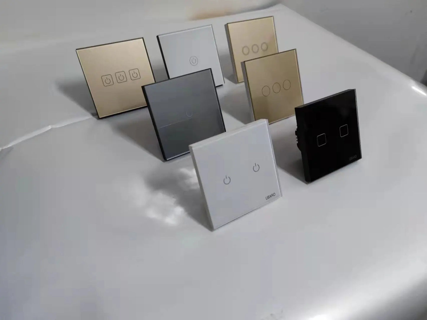 Ubaro eu/uk standard kristall gehärtetes glas wand paneel licht berührungs schalter led anzeige sensor elektrische taste 1/2/3gang 220v