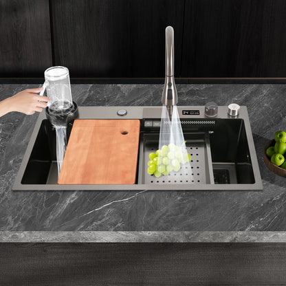 80 * 46 * 20 cm Edelstahlspüle 201 Nano-Galvanikprozess Dreifach 60 cm Rohrlänge 13 kg Bruttogewicht-Küchenspüle-Set