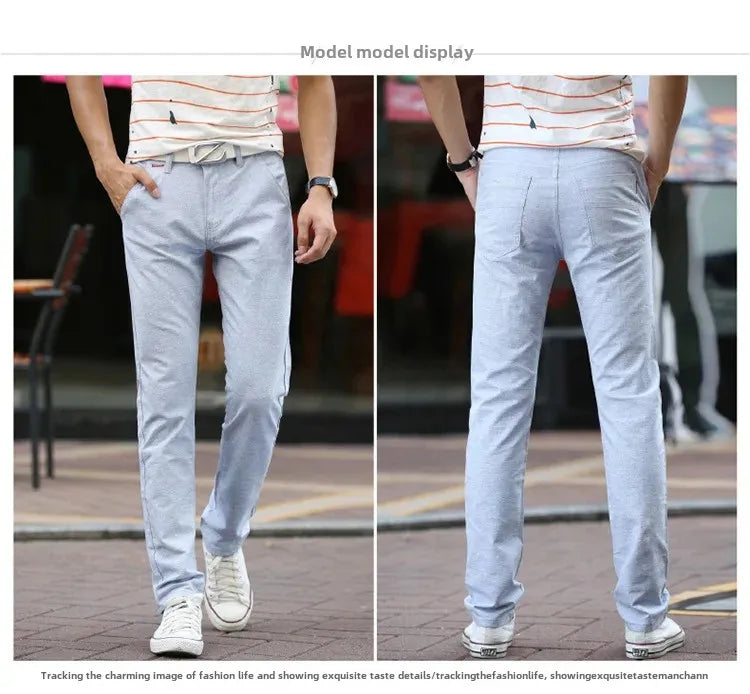 Summer Thin Men's Casual Pants Straight-Leg Loose-Fit Linen Trousers Youth Men's Pants Direct From Manufacturer Wholesale.
