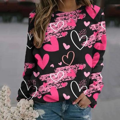 Love Heart Sweatshirts 3D Print Hoodie Women Fashion Streetwear Oversized O-Neck Hoodies Harajuku Woman Pullovers Woman Clothing.