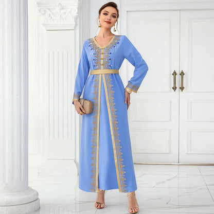 Schlanke Diamant Frauen Kleid türkische Bescheidenheit Robe elegante Mode langes Kleid arabische muslimische Kleid Abaya Langarm islamische Kleidung.