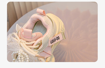 Autumn Sneakers For Kids Korean Style Trend Fashion Girl's Sneakers Soft-soled Breathable Teenager Children Sport Shoes.