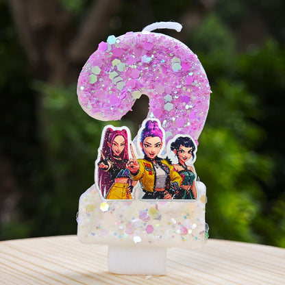 Anime Kpop Dämon Jäger Thema Kerze 3D Nummer 0-9 Kinder Geburtstag Kuchen Dekoration Baby Shower Party Zubehör geschenke