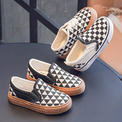 Children's Canvas Shoes Boys Shoes Plaid Plate Shoes Spring and Summer New Girls Shoes Baby Casual Shoes Children's Shoes.