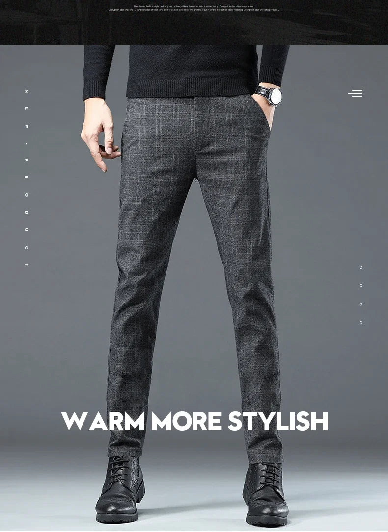 Spring Autumn Korea Plaid Pants Men Fashion Comfortable Elastic Casual Business Trousers Male Formal  Suit Pant.