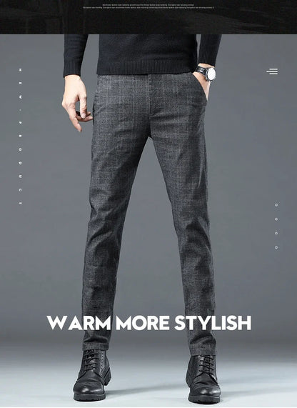 Spring Autumn Korea Plaid Pants Men Fashion Comfortable Elastic Casual Business Trousers Male Formal  Suit Pant.