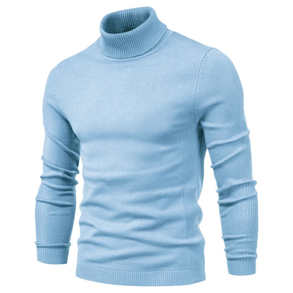 2021 New Winter Men Turtleneck Sweater Casual Solid Color Warm Pullover High Quality Slim High Neck Long Sleeve Sweater Men.