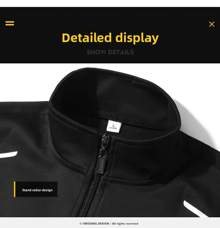 Men's Sportswear Set Spring Autumn Loose Stand Collar Two Pieces Casual Running Outfit Dad Clothes Comfortable Fitness Apparel.