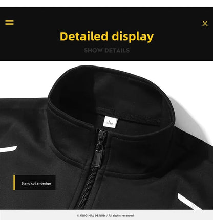 Men's Sportswear Set Spring Autumn Loose Stand Collar Two Pieces Casual Running Outfit Dad Clothes Comfortable Fitness Apparel.