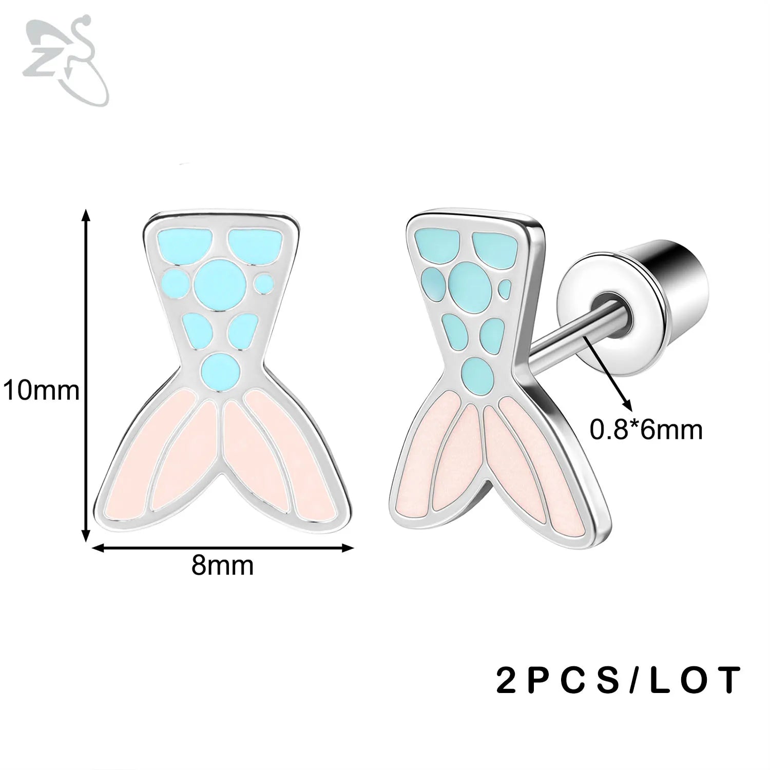 ZS 2Pcs/lot Stainless Steel Butterfly Star Heart Stud Earring Silver Color Earrings Ear Tragus Helix Tragus Piercing 20G Jewelry.