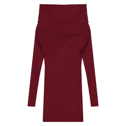 Schwarz Off Schulter Mini Kleider Elegante Langarm Mode Schlank Sexy Frauen Herbst Winter Kleidung Dünne Pullover Kleid Bodycon.