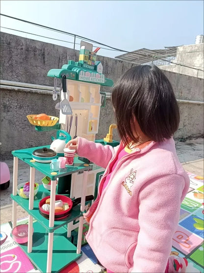 Children's Home Cooking Simulator Kitchen Set Kitchen Girls Cooking Spray Dining Table Toys Christmas Gifts.