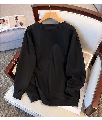 170kg plus size Damen büste Herbst lose Rundhals-Kaninchen-Sweatshirt Langarm lässig Top 6xl 7xl 8xl 9xl 10xl 11xl