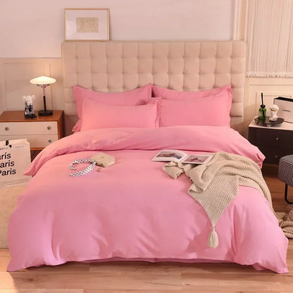 2024 new light luxury solid color thickened cotton abraded four-piece set, pure cotton warm, available in autumn and winter