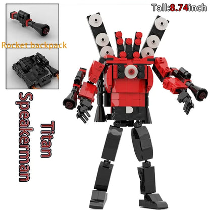 Moc Skibidi Toilet Action Figures builing blocks,Camerman Titan Speakerman Surveillance Man TVMan Boys Bricks Toys For Kids Gift