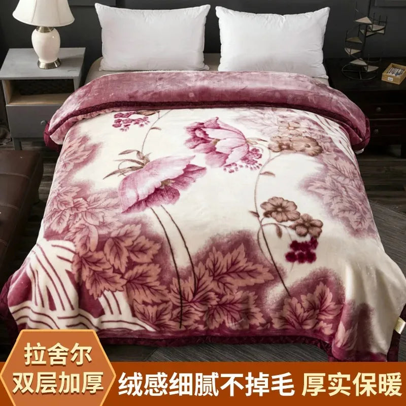 Modern Geometric Cartoon Printed Bedroom Blanket Coral Fleece Dormitory Quilt Thicking Double Layer Multi Purpose Bedding Sheets