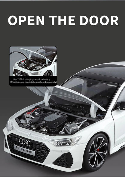 1:18 Key Remote Control Version AUDI RS7 Alloy Sports Car Model Diecast Metal Racing Vehicle Car Model Sound Light Kids Toy Gift.