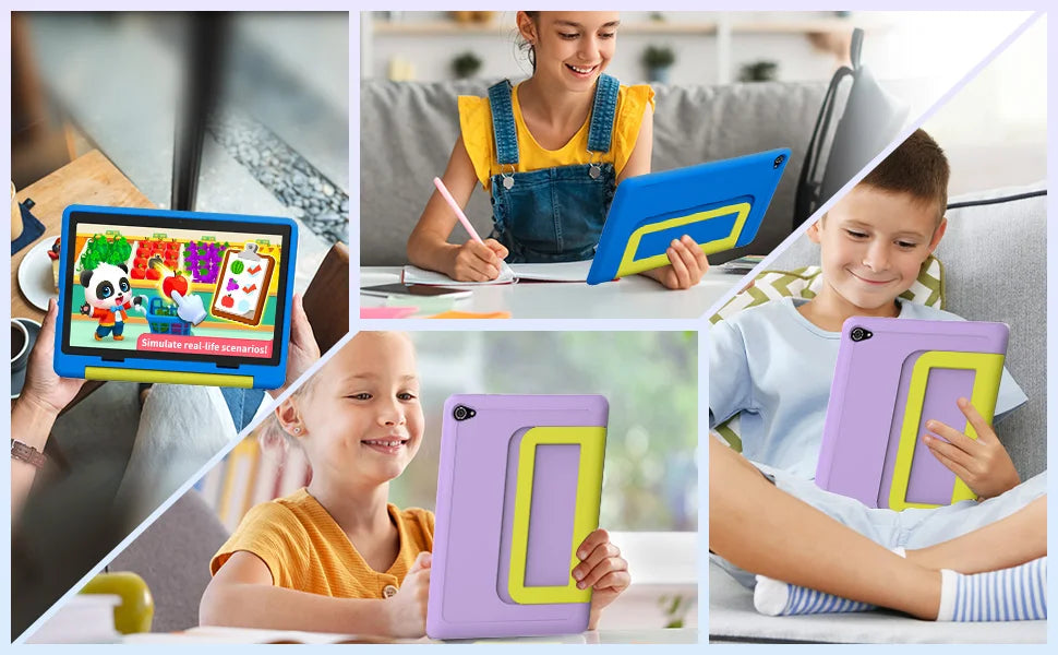 URAO 10 Inch Cartoon Pattern Kids Tablet Android Octa-Core 8GB RAM 64GB ROM Learning Education Games Tablets Children's Gifts.