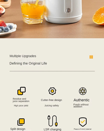 Rechargeable Electric Citrus Juicer Orange Juice Machine Extra Large Caliber Residue Separation.