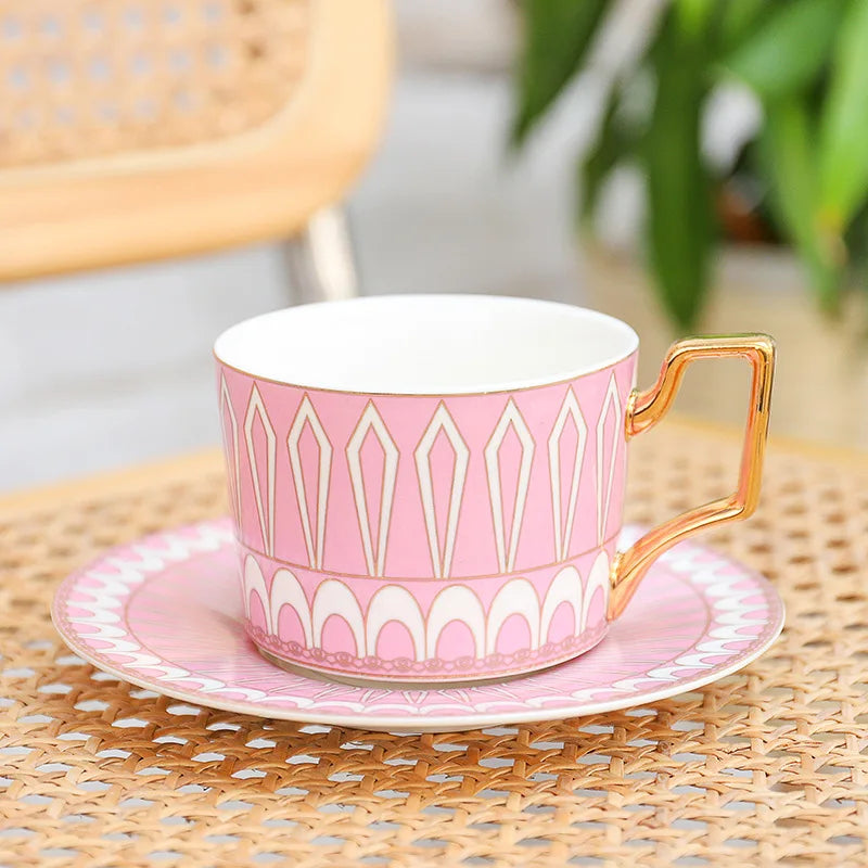 Luxury Coffee Cup and Saucer Set for Cappuccino, Latte, Espresso, Moroccan Style, Ceramic Tea Cup, Kitchen Tool, House Warming.