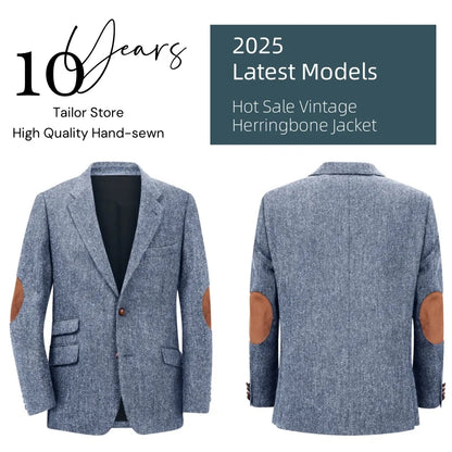 Men's Blazer Herringbone Single Breasted Casual Elegant Man Suit Jackets Coat Men's Stage Clothing Clothing-for-men Male Clothes.