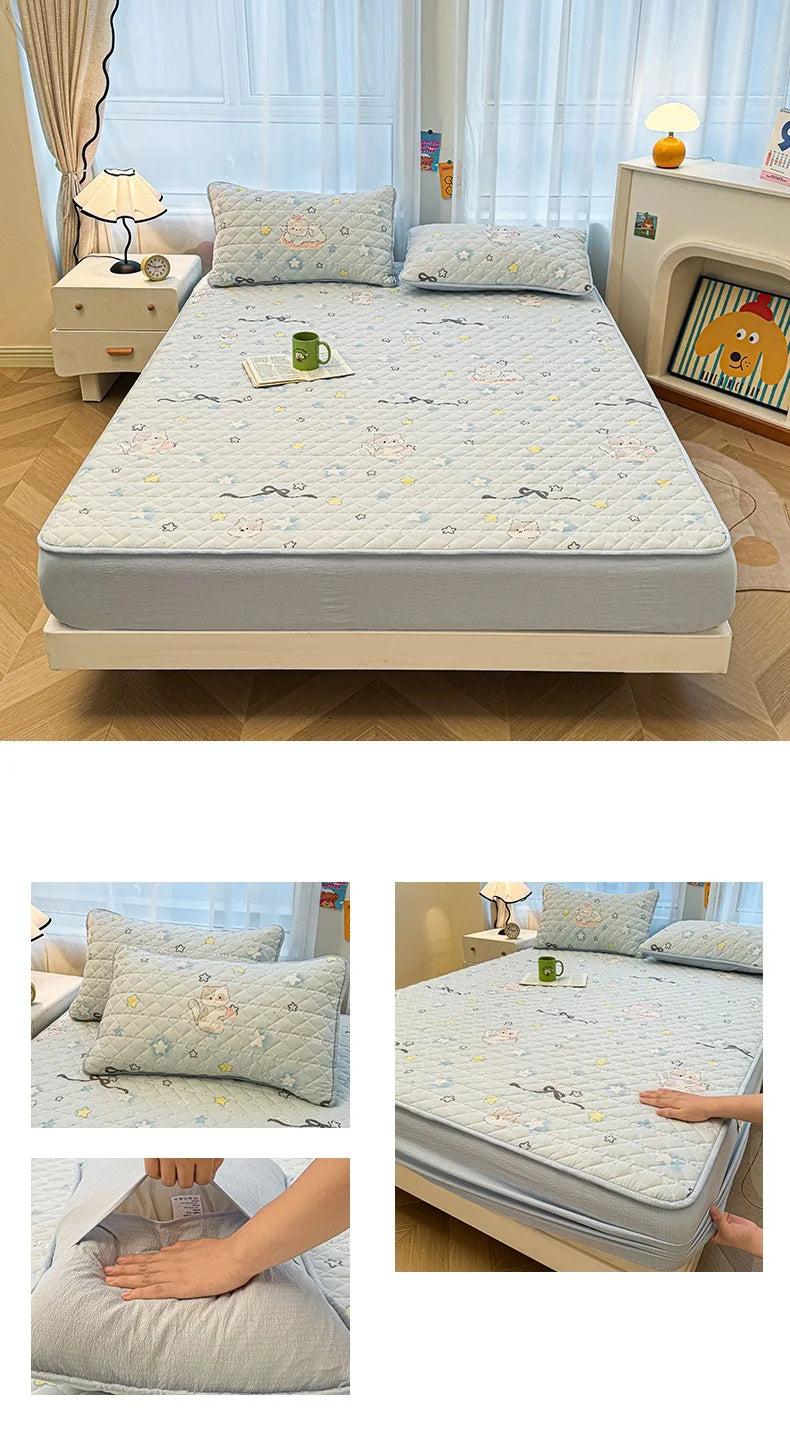 Non-slip Bed Cover Queen/King Size Bedspread Thicken Bed Linen Home Mattress Protector cubre colchón (Pillowcase Need Order).