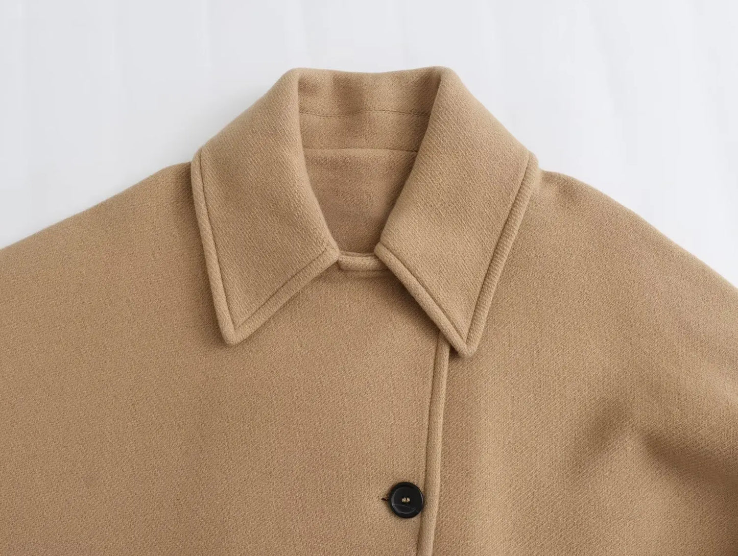 ZBZA Damen Schräge Knopf Lose Fledermausärmel Jacke Mantel Revers Langarm Doppeltasche Warm Solide Farbe Vintage Oberbekleidung Herbst Winter Neue Weibliche Chic Mantel