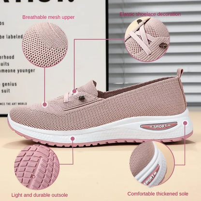 2024 Women's Casual Shoes Fashion Breathable Walking Flat Bottom Sports Shoes Women's Fitness Large Pink Women's Shoes 36-43.